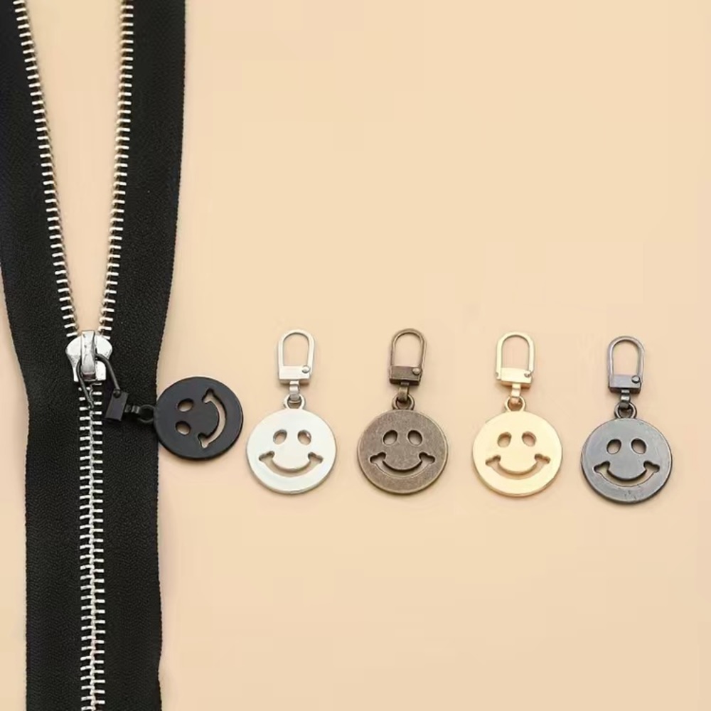 5pc Assorted Smiley Metal Zipper Pulls - Charms - Picture 2 of 3